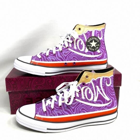 Converse Wonka Ctas High Top Shoes Men's Size Skate A08154C Canvas Purple Pixel - Picture 6 of 11